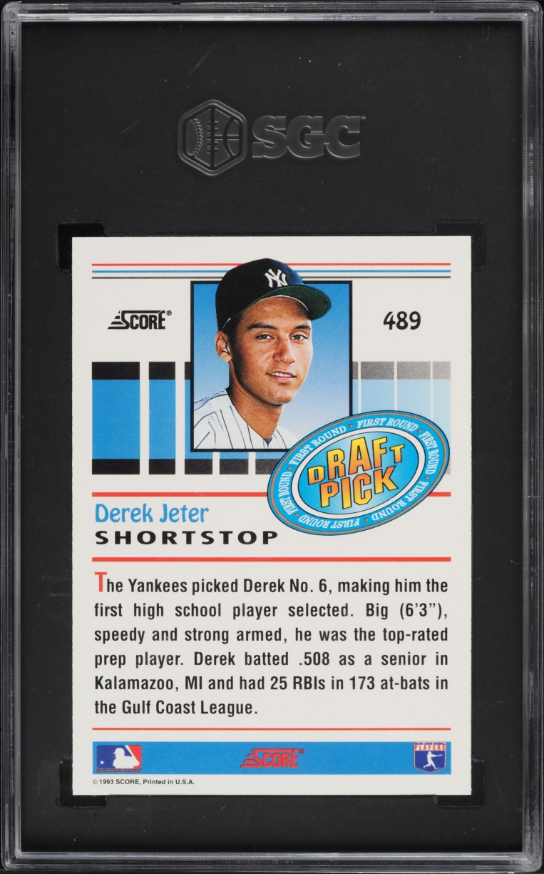 1993 Score Draft Pick Derek Jeter ROOKIE #489 SGC 9.5 MINT+