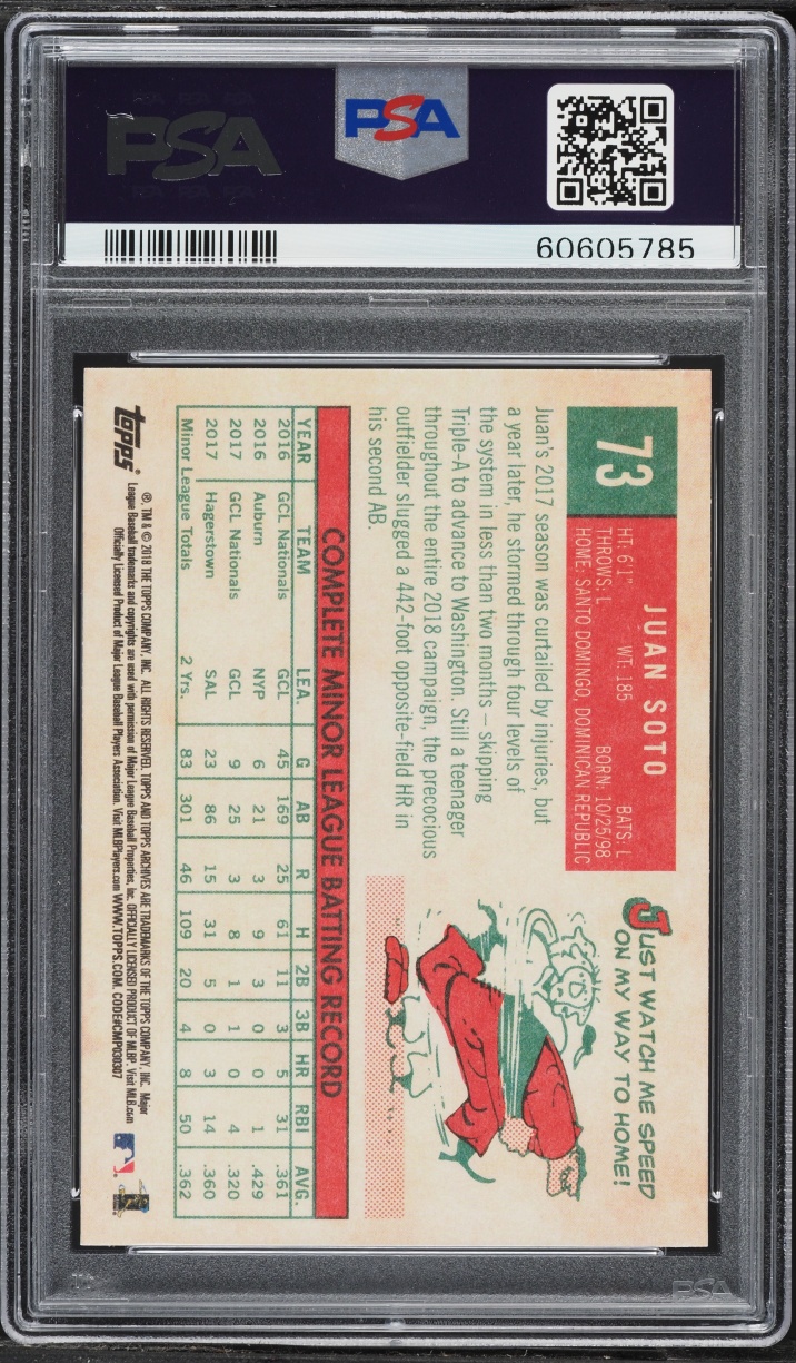 2018 Topps Archives Juan Soto ROOKIE #73 PSA 10 GEM MINT