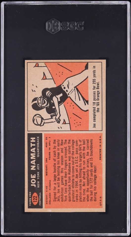 1965 Topps Football Joe Namath SP ROOKIE #122 SGC 7 NRMT