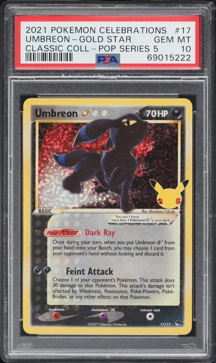 2021 Pokemon Sword & Shield Celebrations Classic Collection Holo Umbreon Gold Star #17 PSA 10