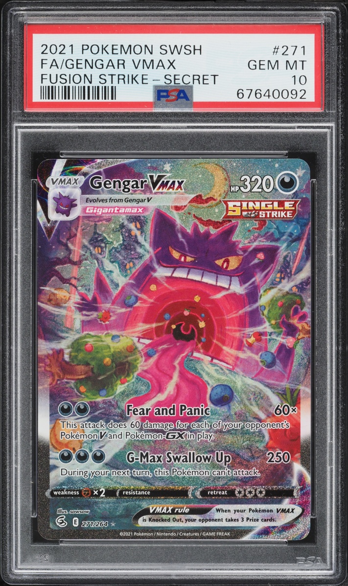 2021 Pokemon Sword & Shield Fusion Strike Full Art Gengar VMAX #271 PSA 10 GEM MINT