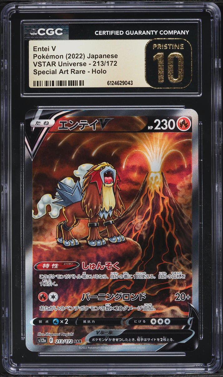2022 Pokemon Japanese Sword & Shield VSTAR Universe SAR Entei V #213 CGC 10 PRISTINE