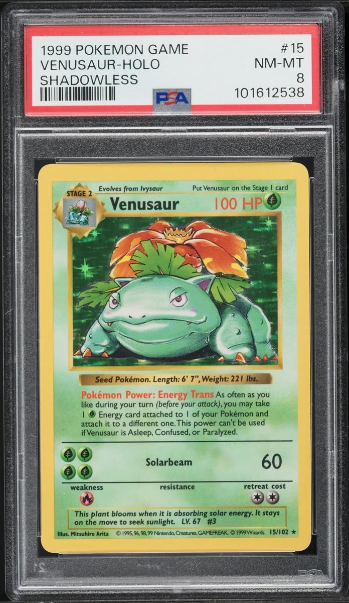 1999 Pokemon Base Set Shadowless Holo Venusaur #15 PSA 8 NM-MT