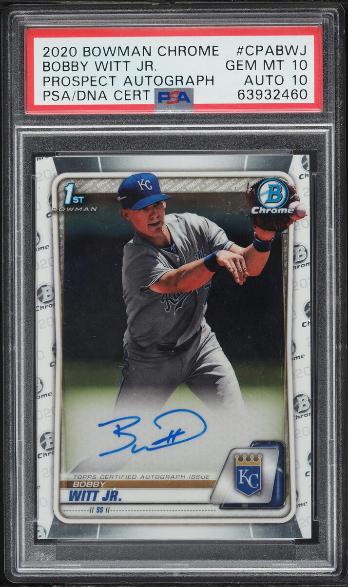 2020 Bowman Chrome Bobby Witt Jr. PROSPECT AUTO DNA 10 #CPA-BWJ PSA 10 GEM MINT