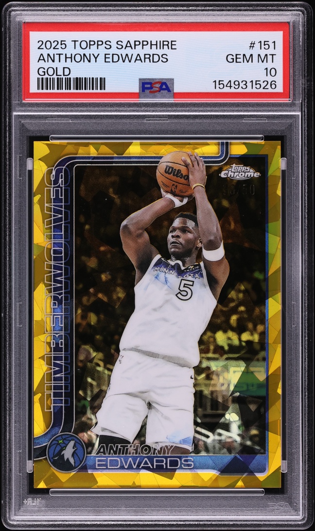 2025 Topps Chrome Sapphire Edition Gold Anthony Edwards /50 #151 PSA 10 GEM MINT