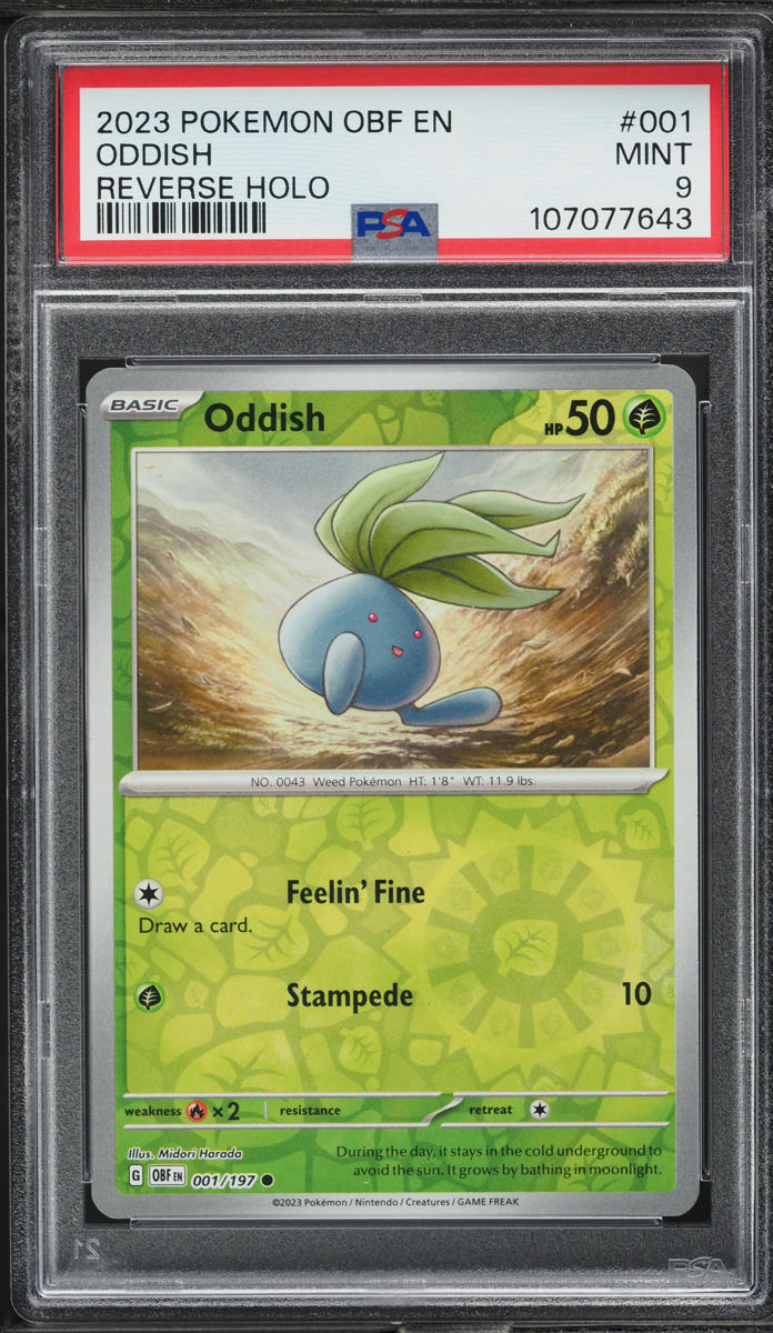 2023 Pokemon Scarlet & Violet Obsidian Flames Reverse Holo Oddish #1 PSA 9 MINT