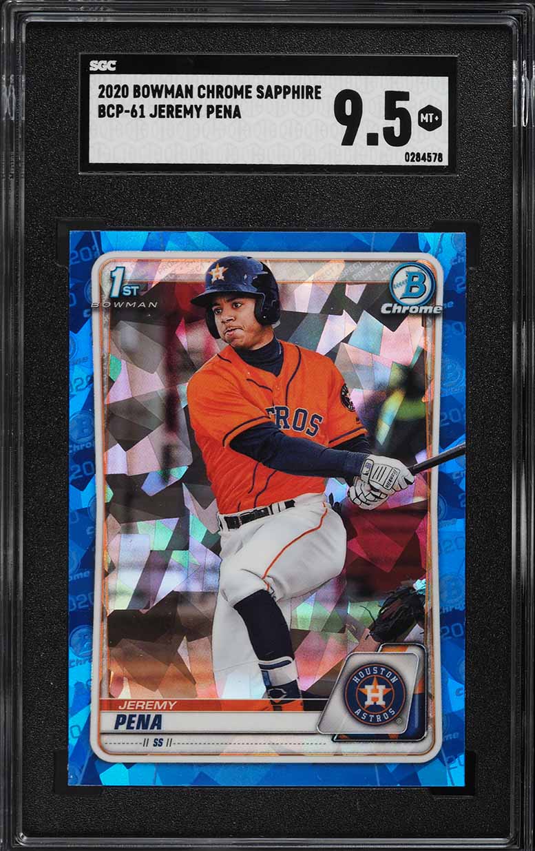 2020 Bowman Chrome Sapphire Edition Jeremy Pena ROOKIE #BCP-61 SGC 9.5 MINT+