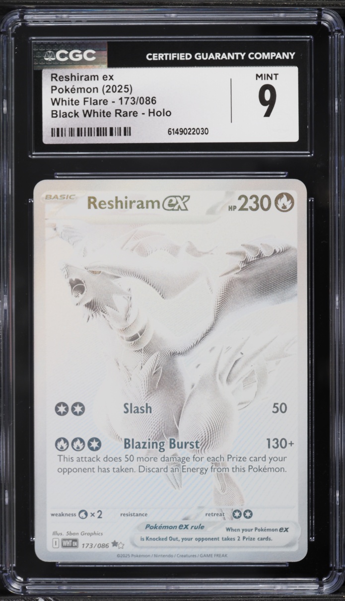 2025 Pokemon Scarlet & Violet White Flare BWR Reshiram ex #173 CGC 9 MINT
