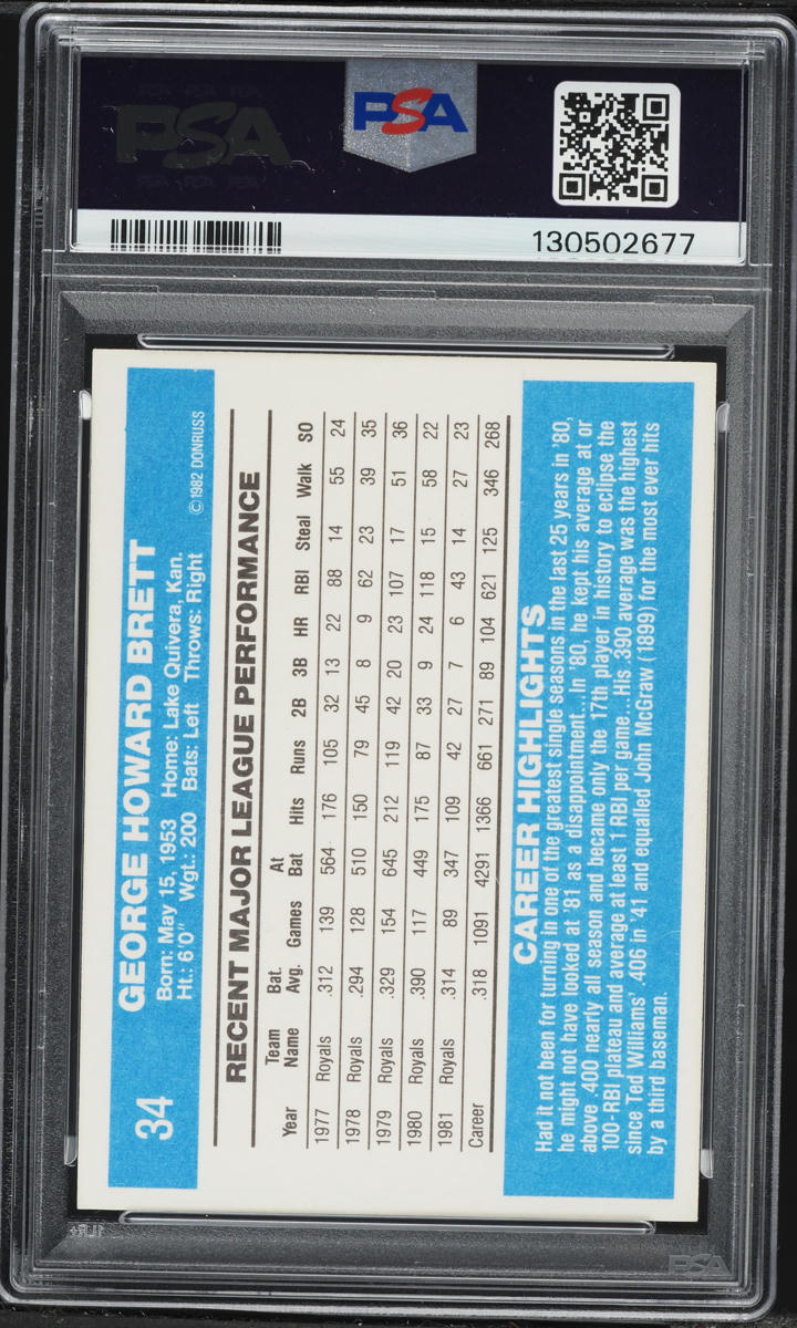 1982 Donruss George Brett #34 PSA 9 MINT