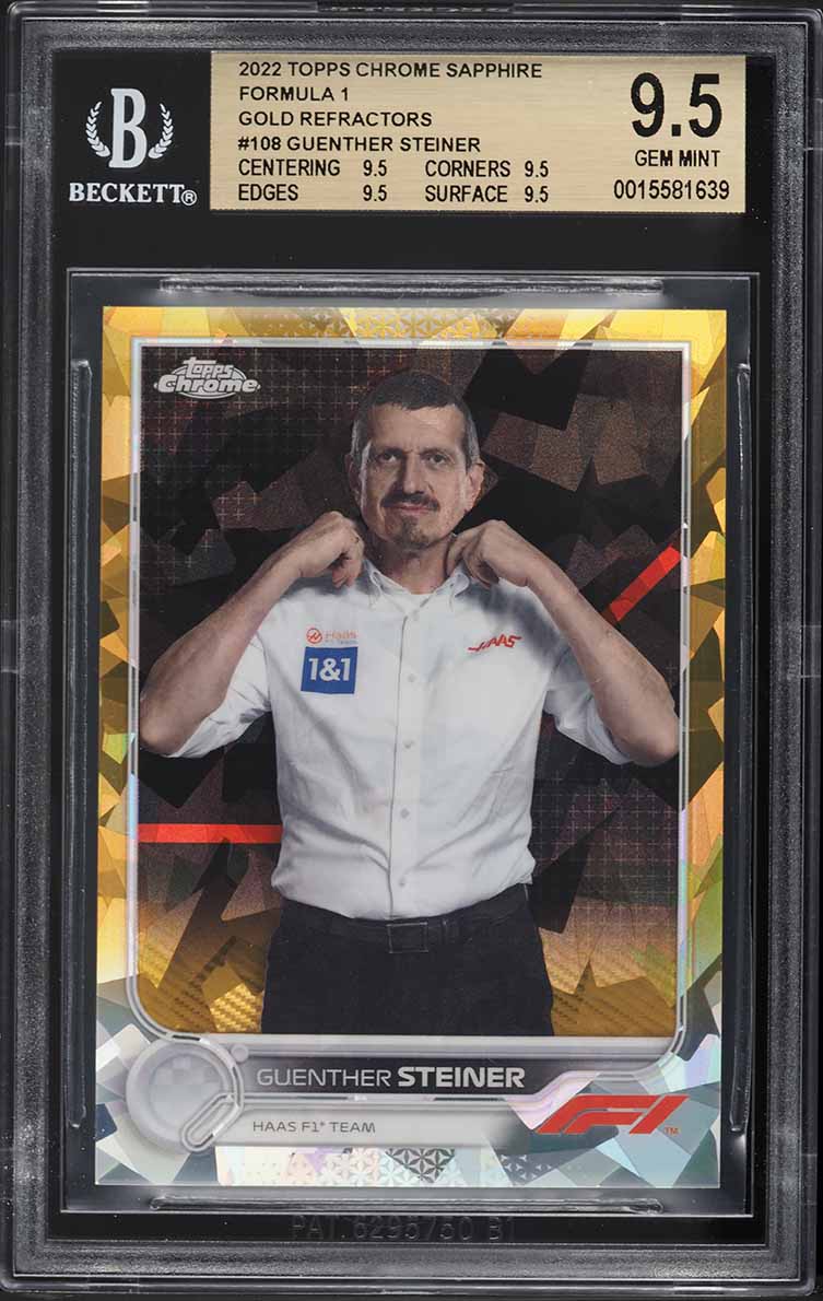 2022 Topps Chrome Formula 1 F1 Sapphire Gold Guenther Steiner /50 #108 BGS 9.5