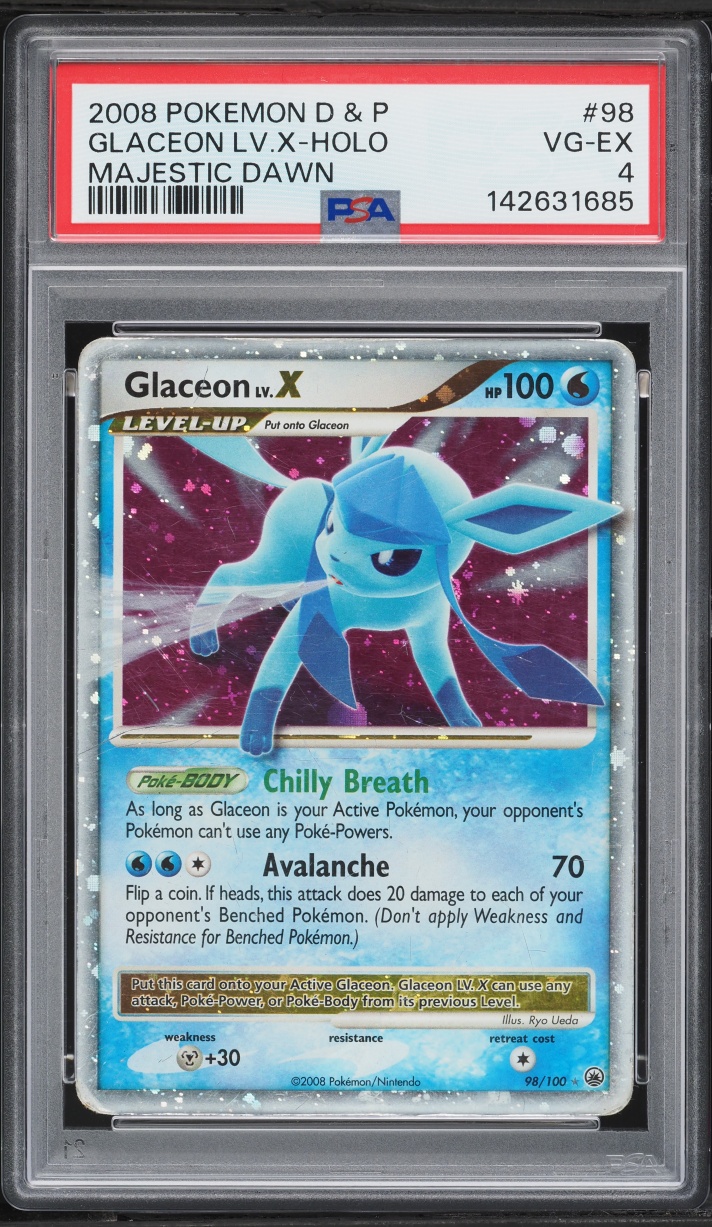 2008 Pokemon Diamond & Pearl Majestic Dawn Holo Glaceon Level X #98 PSA 4 VGEX