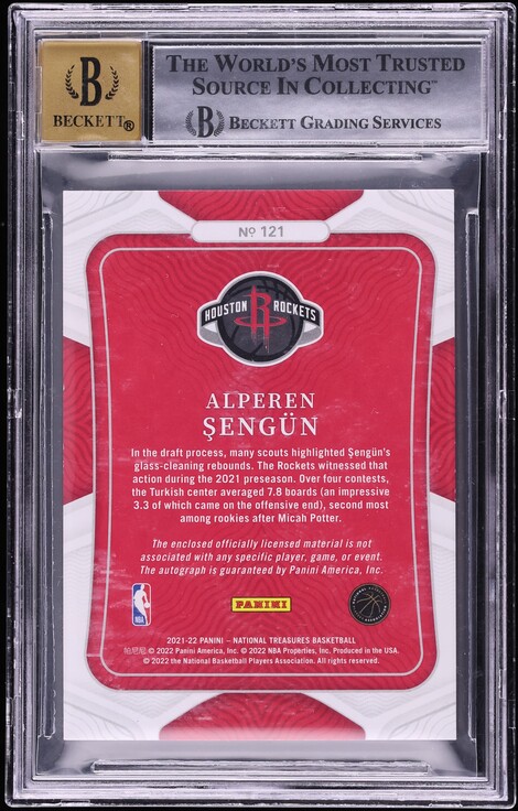 2021 National Treasures Alperen Sengun ROOKIE PATCH AUTO /99 #121 BGS 9 MINT