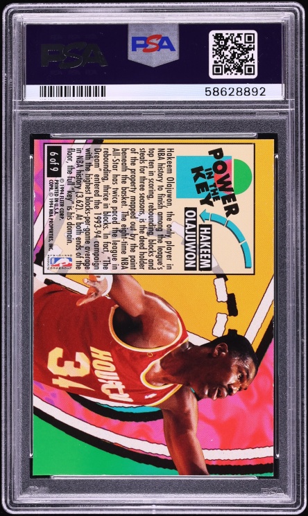 1993 Ultra Power In The Key Hakeem Olajuwon #6 PSA 9 MINT - Photo 2