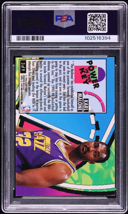 1993 Ultra Power In The Key Karl Malone #3 PSA 8 NM-MT - Photo 2