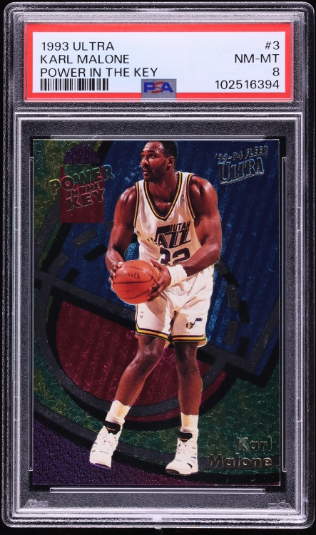 1993 Ultra Power In The Key Karl Malone #3 PSA 8 NM-MT