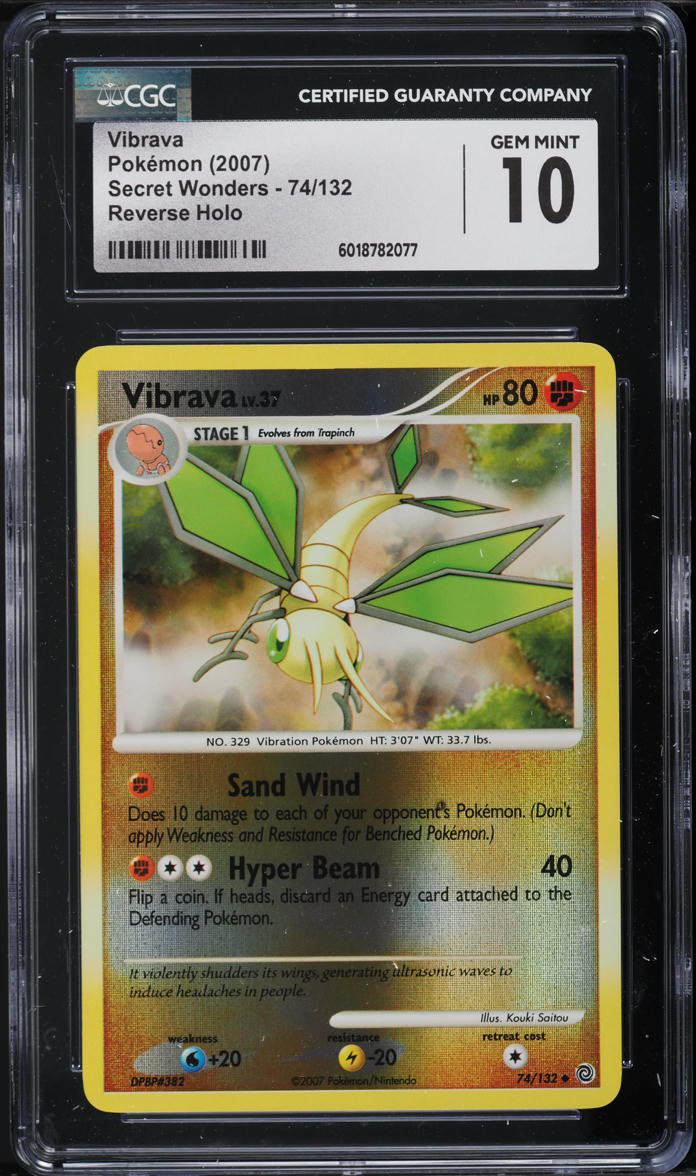 2007 Pokemon DP Secret Wonders Reverse Holo Vibrava #74 CGC 10 GEM MINT