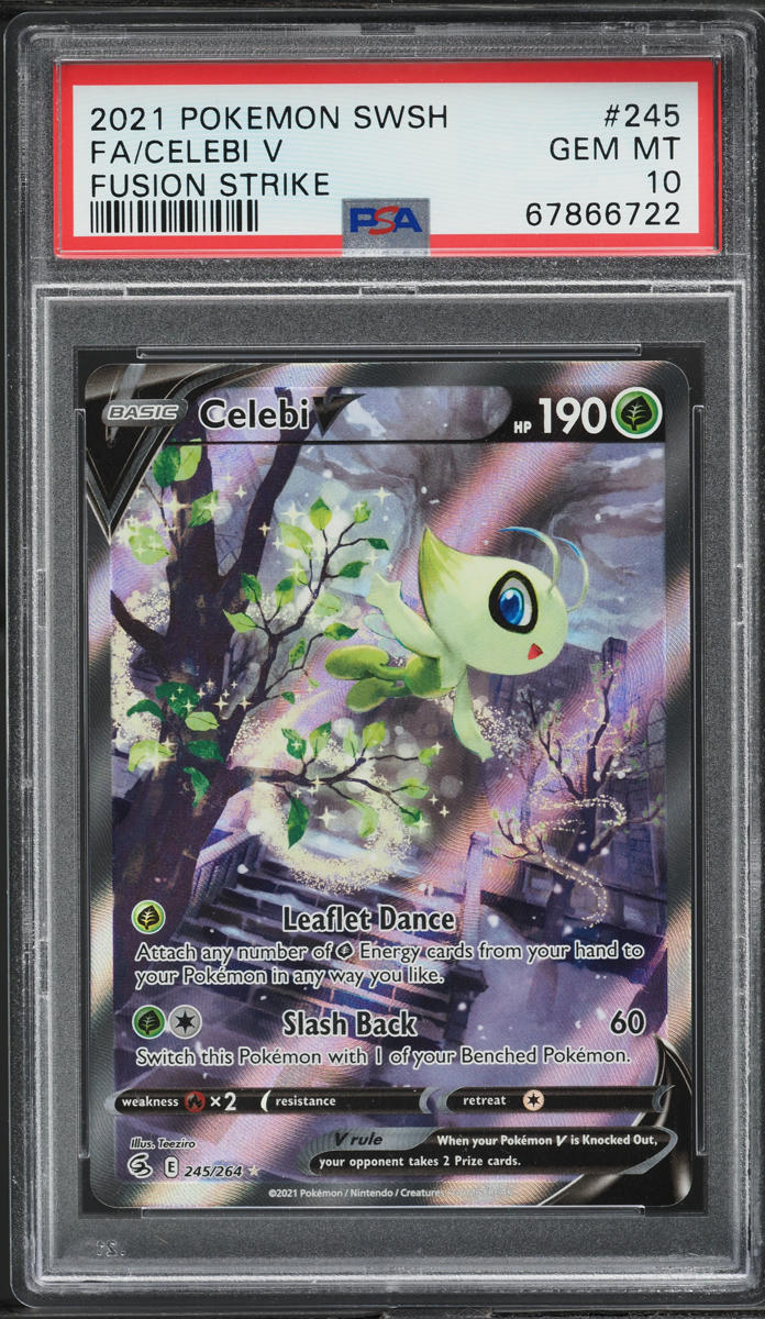 2021 Pokemon Sword & Shield Fusion Strike Full Art Celebi V #245 PSA 10 GEM MINT - Main Image