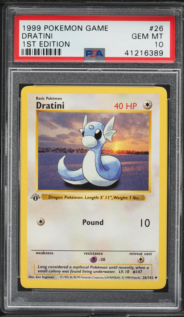 1999 Pokemon Base Set Shadowless 1st Edition Dratini #26 PSA 10 GEM MINT