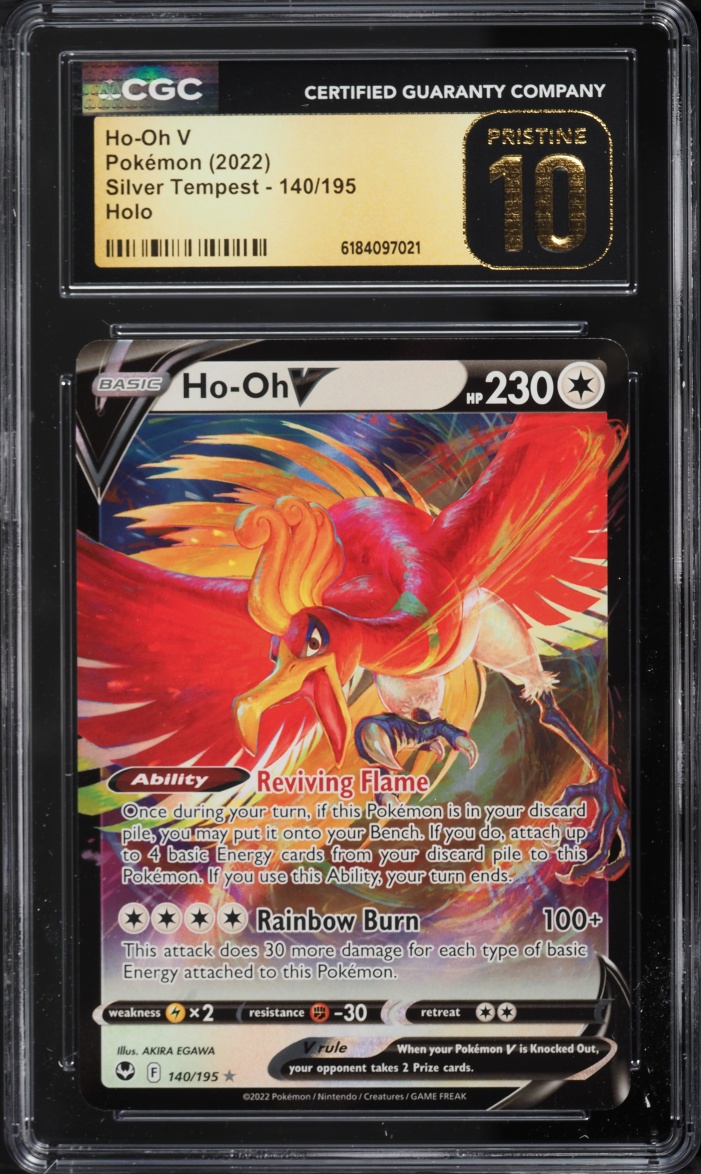 2022 Pokemon Sword & Shield Silver Tempest Holo Ho-Oh V #140 CGC 10 PRISTINE