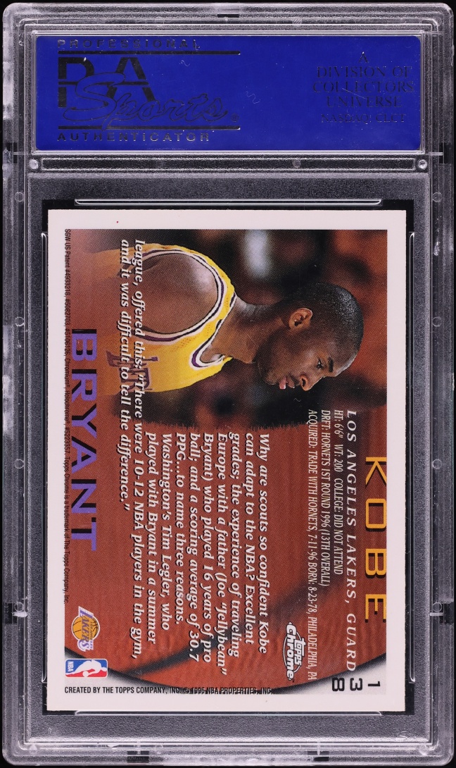 1996 Topps Chrome Kobe Bryant ROOKIE #138 PSA 10 GEM MINT