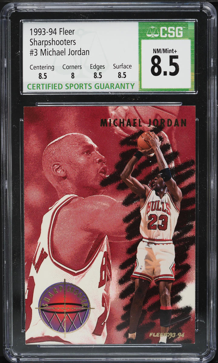 1993 Fleer Sharpshooters Michael Jordan #3 CSG 8.5 NM-MT+
