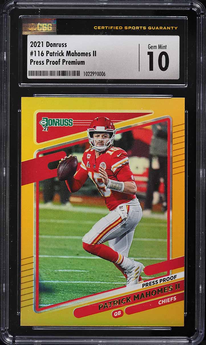 2021 Donruss Press Proof Premium Patrick Mahomes II #116 CSG 10 GEM MINT