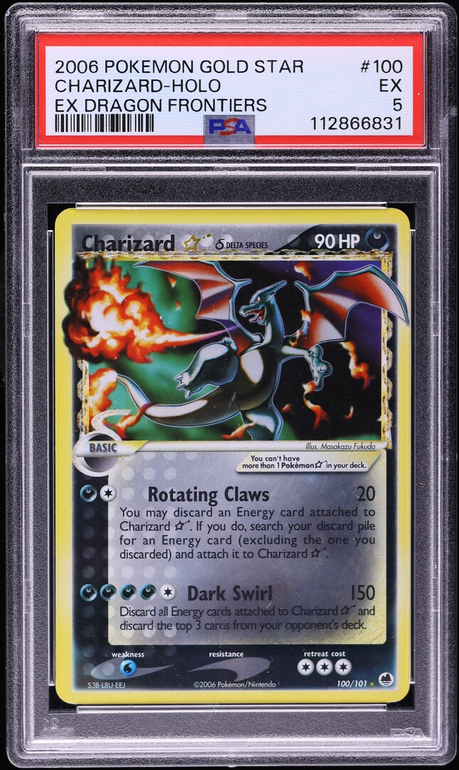 2006 Pokemon EX Dragon Frontiers Holo Charizard Gold Star #100 PSA 5 EX