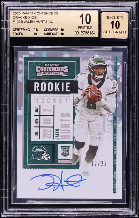 2020 Panini Contenders Cracked Ice Jalen Hurts ROOKIE AUTO /22 #122 BGS 10 PRISTINE