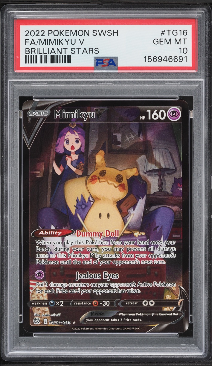 2022 Pokemon Sword & Shield Brilliant Stars Full Art Mimikyu V #TG16 PSA 10 GEM MINT