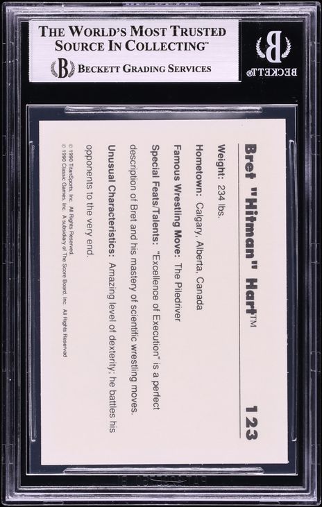 1990 Classic WWF Bret Hit Man Hart #123 BGS 9 MINT