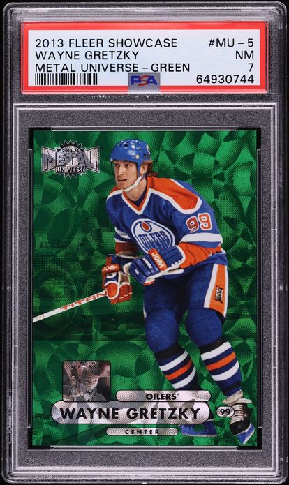 2013 Fleer Showcase Precious Metal Gems PMG Green Wayne Gretzky /10 #MU-5 PSA 7 NRMT
