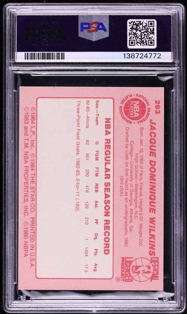 1983 Star Basketball Dominique Wilkins ROOKIE #263 PSA 5 EX