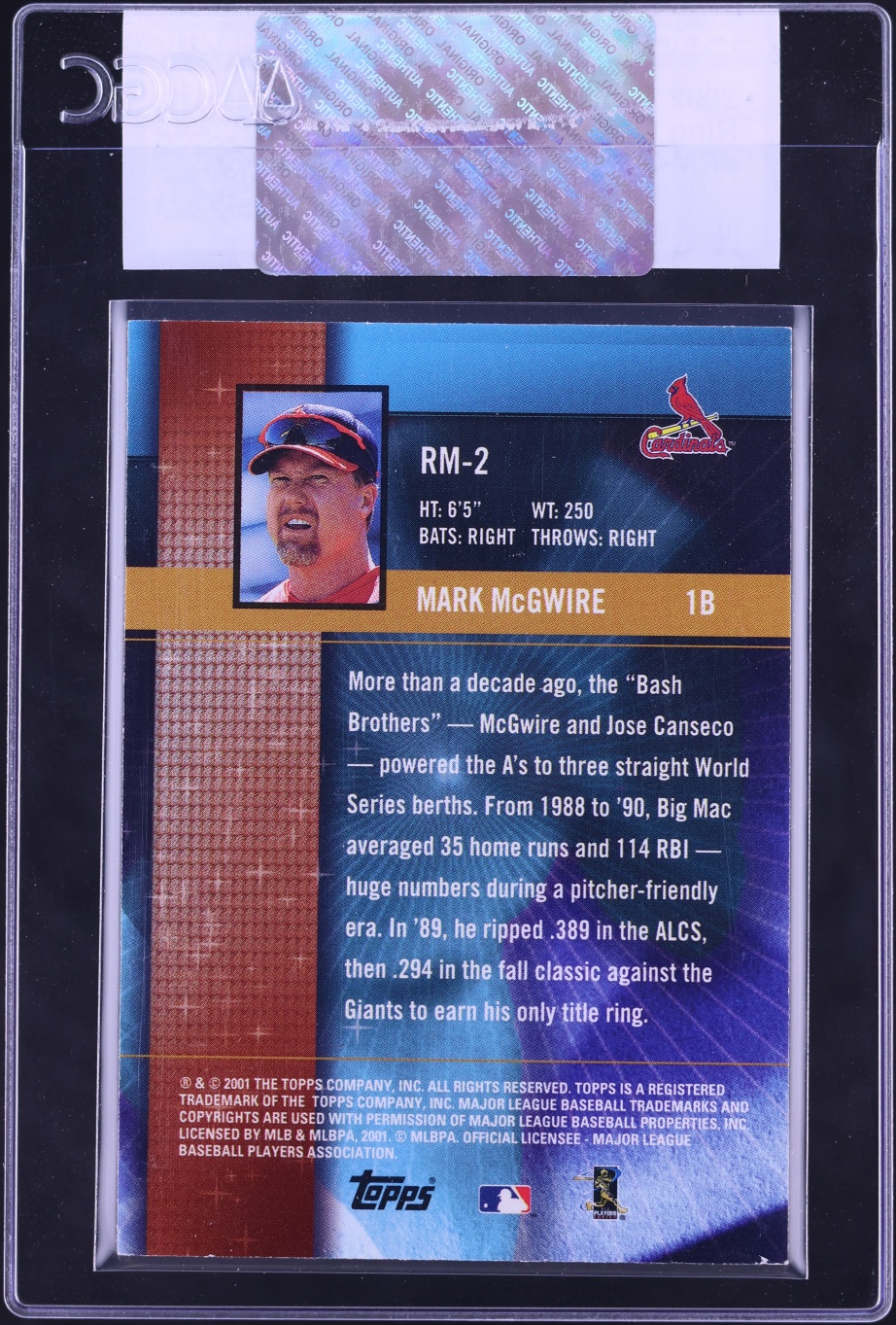 2002 Topps Ring Masters Mark McGwire #RM-2 CGC AUTH