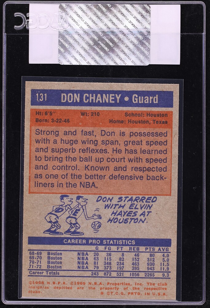 1972 Topps Basketball Don Chaney #131 CGC AUTH