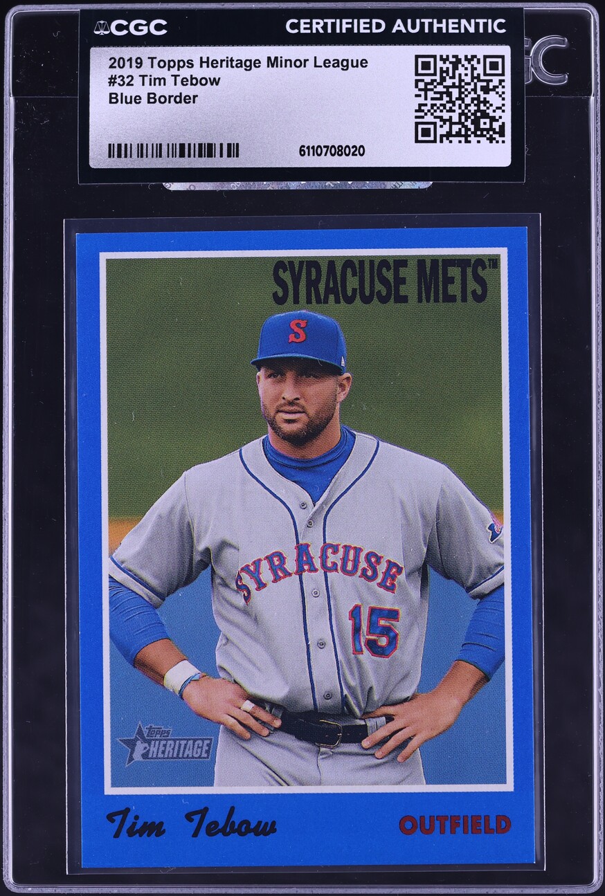 2019 Topps Heritage Minor League Blue Border Tim Tebow PROSPECT #32 CGC AUTH