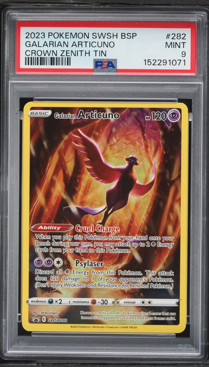 2023 Pokemon Sword & Shield Promo Crown Zenith Full Art Galarian Articuno #SWSH282 PSA 9 MINT
