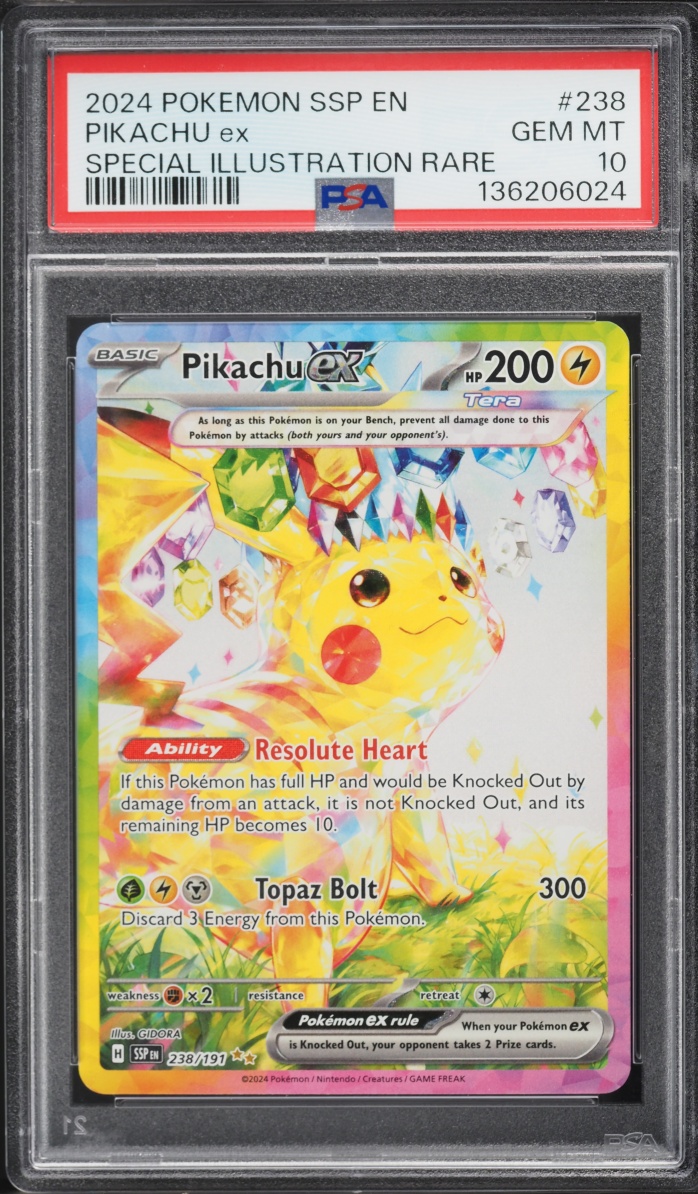 2024 Pokemon Scarlet & Violet Surging Sparks SIR Pikachu ex #238 PSA 10 GEM MINT