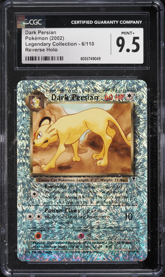2002 Pokemon Legendary Collection Reverse Holo Dark Persian #6 CGC 9.5 MINT+