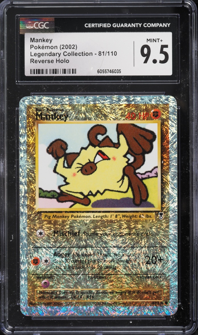 2002 Pokemon Legendary Collection Reverse Holo Mankey #81 CGC 9.5 MINT+