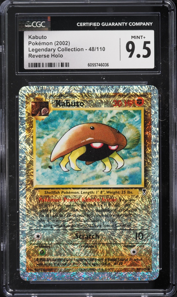 2002 Pokemon Legendary Collection Reverse Holo Kabuto #48 CGC 9.5 MINT+