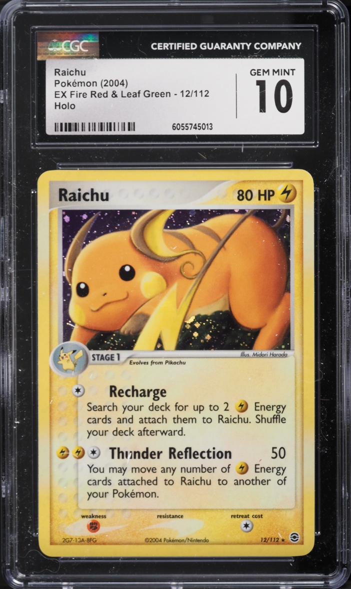 2004 Pokemon Ex Fire Red & Leaf Green Holo Raichu #12 CGC 10 GEM MINT