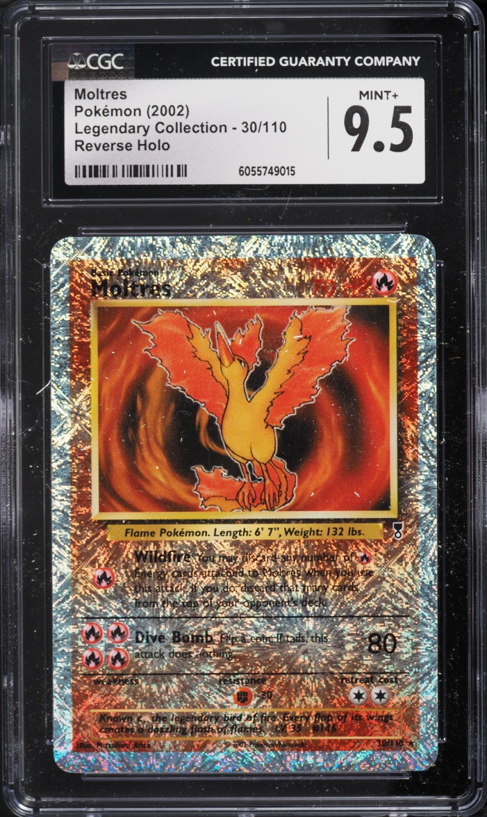 2002 Pokemon Legendary Collection Reverse Holo Moltres #30 CGC 9.5 MINT+