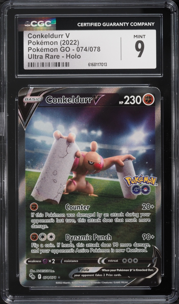 2022 Pokemon Sword & Shield Pokemon GO Full Art Conkeldurr V #74 CGC 9 MINT