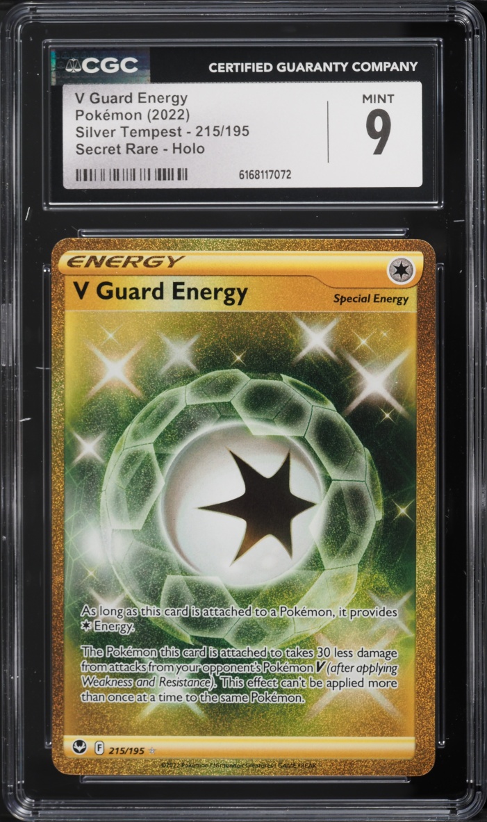 2022 Pokemon Sword & Shield Silver Tempest SEC V Guard Energy #215 CGC 9 MINT