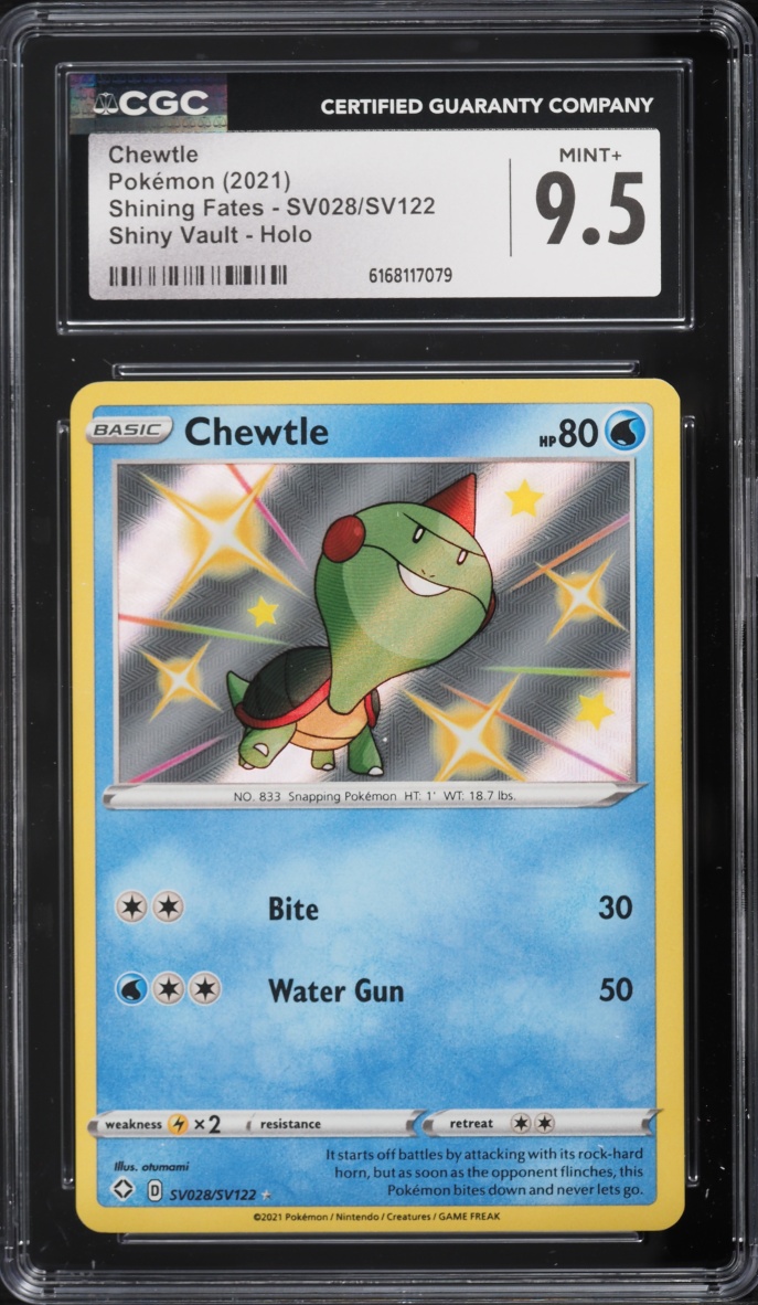 2021 Pokemon Sword & Shield Shining Fates Shiny Chewtle #SV028 CGC 9.5 MINT+