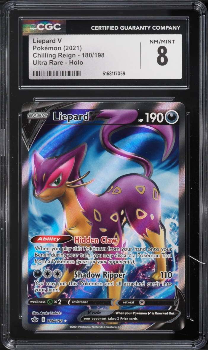 2021 Pokemon Sword & Shield Chilling Reign Full Art Liepard V #180 CGC 8 NM-MT