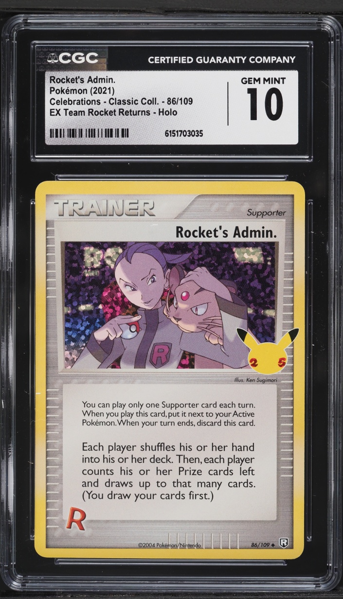 2021 Pokemon SWSH Celebrations Classic Collection Holo Rocket's Admin. #86 CGC 10 GEM MINT