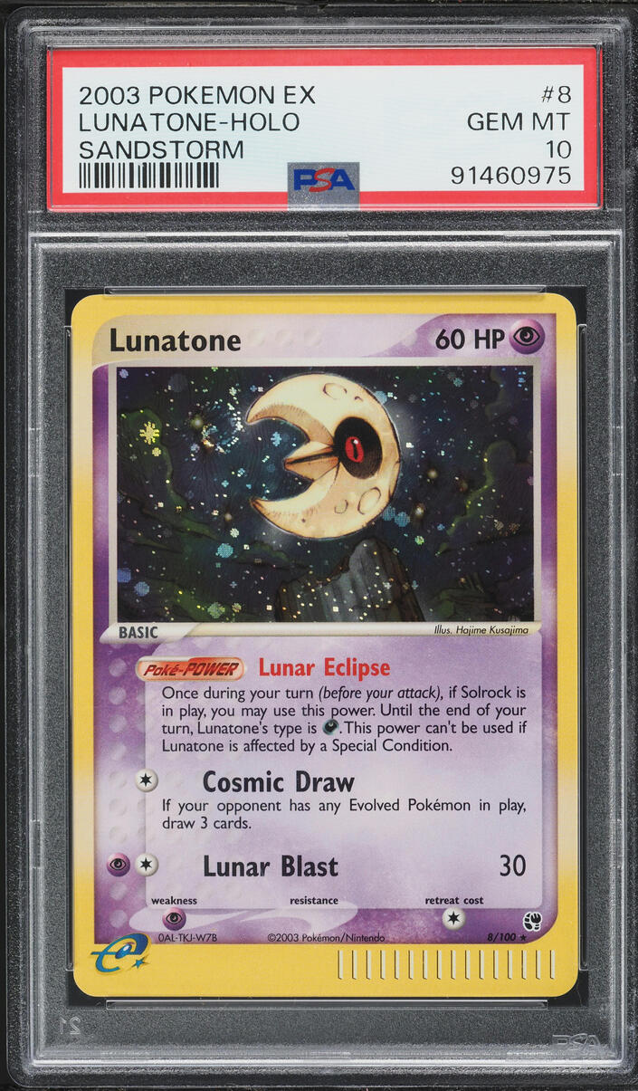 2003 Pokemon EX Sandstorm Holo Lunatone #8 PSA 10 GEM MINT
