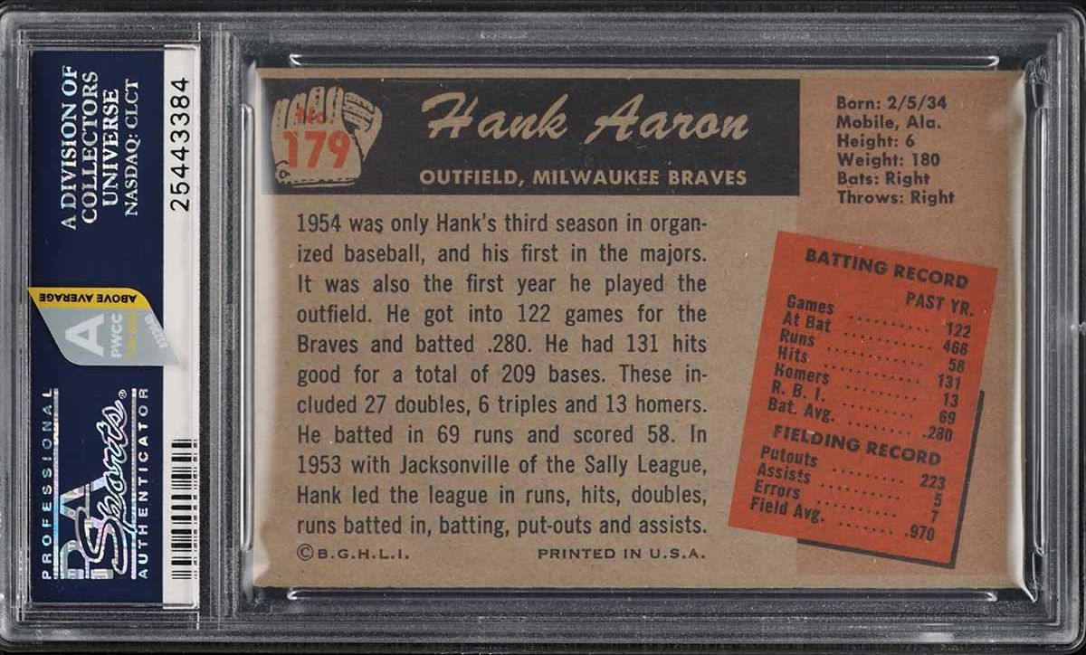 1955 Bowman Hank Aaron #179 PSA 5 EX