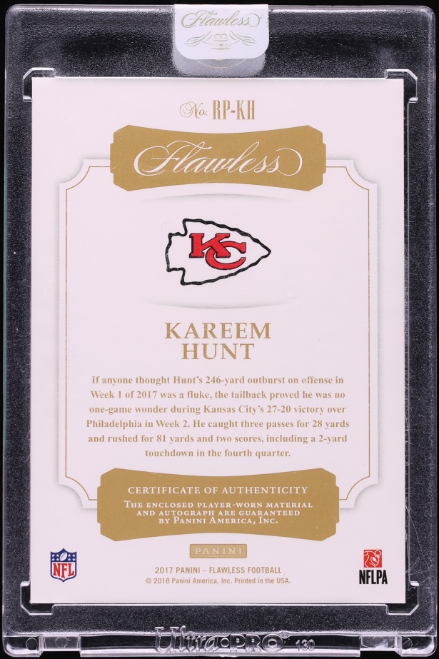 2017 Panini Flawless Kareem Hunt ROOKIE PATCH AUTO /25 #RP-KH - Photo 2